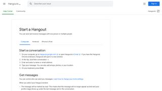 Start a Hangout - Computer - Hangouts Help - Google Support