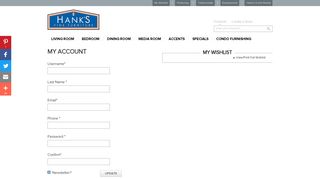 My Account | Hanks Fine Furniture Online