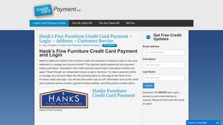 Hank's Fine Furniture Credit Card Payment - Login - Address ...
