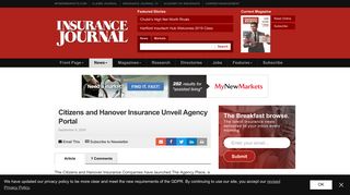 Citizens and Hanover Insurance Unveil Agency Portal