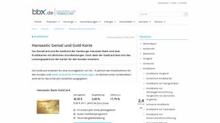 Hanseatic Genial und Gold Karte - bbx.de