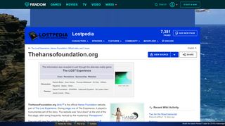 Thehansofoundation.org | Lostpedia | FANDOM powered by Wikia