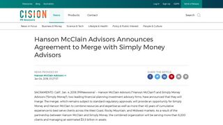 Hanson McClain Advisors Announces Agreement to Merge with ...