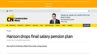 Hanson drops final salary pension plan | News | Construction News
