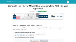 Generate HAP ID for Medical before submitting 189/190 Visa ...