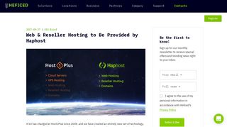 Web and Reseller Hosting to Be Provided by Haphost - Host1Plus Blog