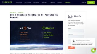 Web and Reseller Hosting to Be Provided by Haphost - Host1Plus Blog