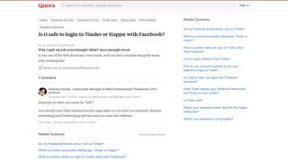 Is it safe to login to Tinder or Happn with Facebook? - Quora
