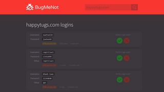 happytugs.com passwords - BugMeNot