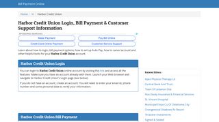 Harbor Credit Union Login, Bill Payment & Customer Support ...