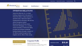 HarborOne Bank - Corporate Profile