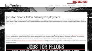 Jobs for Felons Felon Friendly Employers | Exoffenders.net