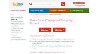 Make a Council Tax payment through My Account | Haringey Council