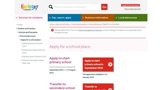 Apply for a school place | Haringey Council