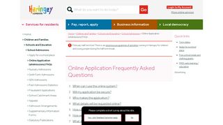Online Application Frequently Asked Questions | Haringey Council
