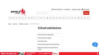 School admissions · Enfield Council