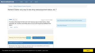 Harland Clarke--any way to see shop status/payment status, etc ...