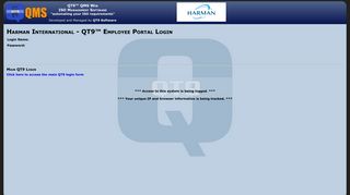 Harman International - QT9™ Employee Portal Login