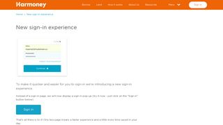 New sign-in experience | Harmoney