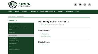 Harmony Portal - Parents | Parents - Bremen Public Schools