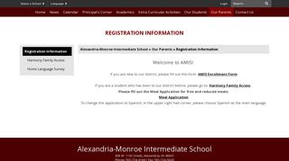 Registration Information - Alexandria-Monroe Intermediate School