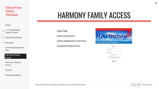 Clinton Prairie Schools Technology - Harmony Family Access