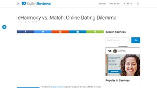 eHarmony vs. Match: Online Dating Dilemma - Top Ten Reviews