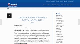 Claim Your My Harmony Portal Account!!! – HSD Houston | Harmony ...