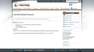 City Colleges of Chicago - Wilbur Wright - View My Student Account