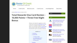 Total Rewards Visa Card Review - 10,000 Points + ... - Doctor Of Credit