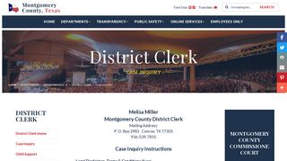 Melisa Miller Montgomery County District Clerk Mailing Address P
