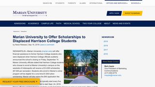 Marian University to Offer Scholarships to Displaced Harrison College ...