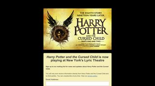 Sign Up | Broadway | Harry Potter and the Cursed Child