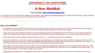 Try out our new WebMail! - University of Hartford's Academic Web Server