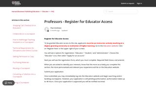 Professors - Register for Educator Access – Harvard Business ...