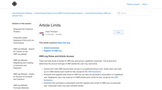 Article Limits – Harvard Business Publishing
