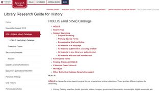 HOLLIS - Harvard Library Research Guides