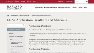 LL.M. Application Deadlines and Materials | Harvard Law School