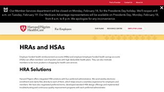 HRAs and HSAs - Harvard Pilgrim Health Care - Employer