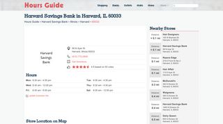 Harvard Savings Bank in Harvard, IL 60033 - Hours Guide