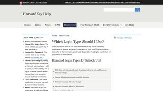 Which Login Type Should I Use? - HarvardKey Help - Harvard University