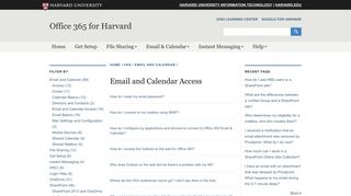 Email and Calendar Access - Office 365 for Harvard - Harvard University