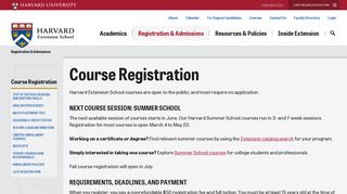 Course Registration - Harvard Extension School - Harvard University