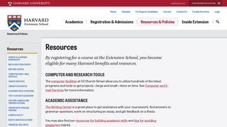 Resources - Harvard Extension School - Harvard University
