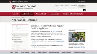 Application Timeline - Harvard College - Harvard University
