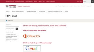 HSPH Email | Harvard T.H. Chan School of Public Health