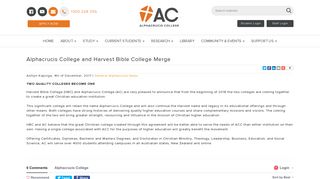 Alphacrucis College and Harvest Bible College Merge