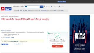 HBS - Harvest Billing System (forest industry) | AcronymFinder