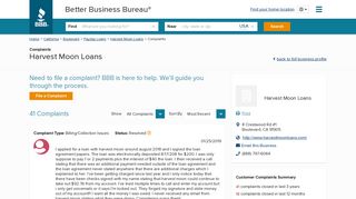 Harvest Moon Loans | Complaints | Better Business Bureau® Profile