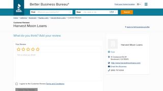 Harvest Moon Loans | Reviews | Better Business Bureau® Profile